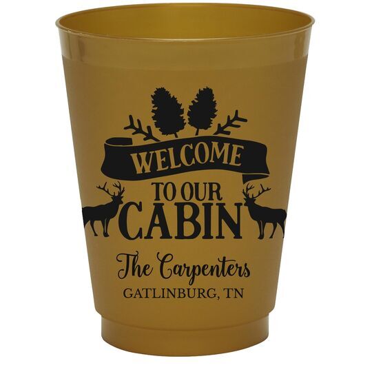 Welcome to Our Cabin Colored Shatterproof Cups